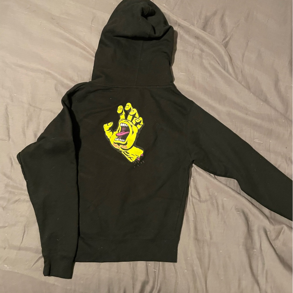 Santa Cruz Kids Hoodie Youth Small Black Screaming Hand Graphic Skate Pullover